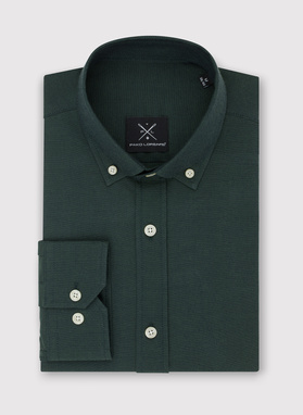 Gładka koszula męska zielona długi rękaw