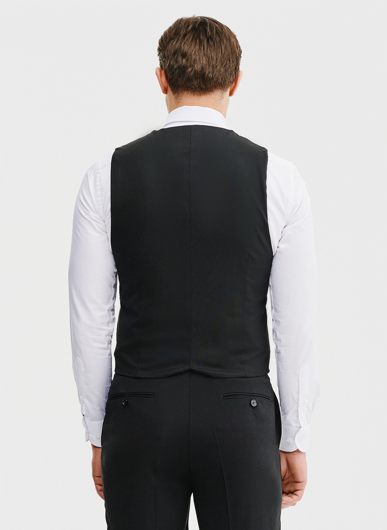 Czarna dwurzędowa kamizelka męska 