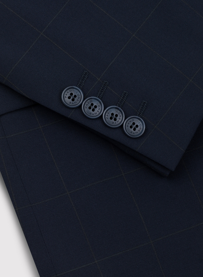 Granatowy garnitur w kratę Windowpane