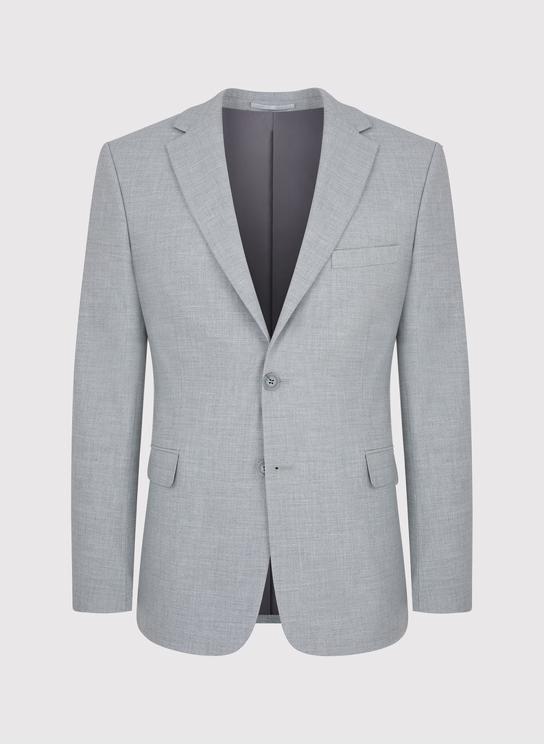 Gładki jasnoszary garnitur męski
