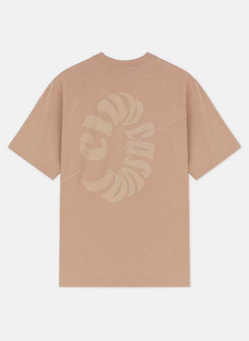 Brązowy T-shirt z krótkim rękawem oversize C21SF-TX-003-A