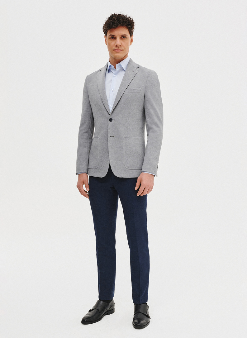 Jasnoszara marynarka z dzianiny