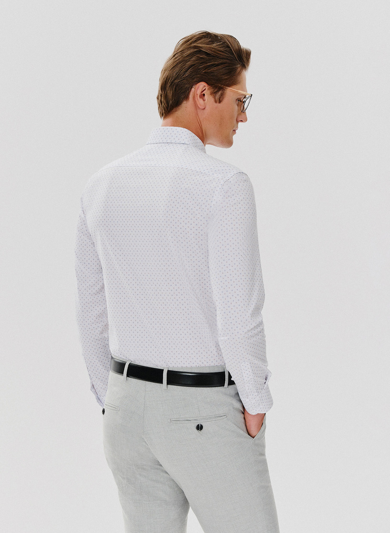 Biała koszula męska mikrowzór