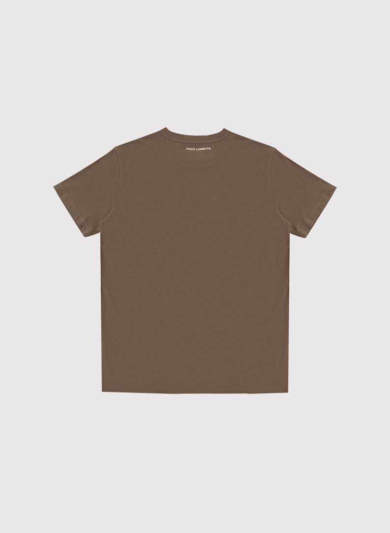 Brązowy bawełniany t-shirt z kieszonką