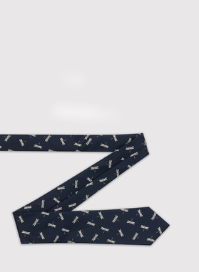 Granatowy krawat męski w ważki