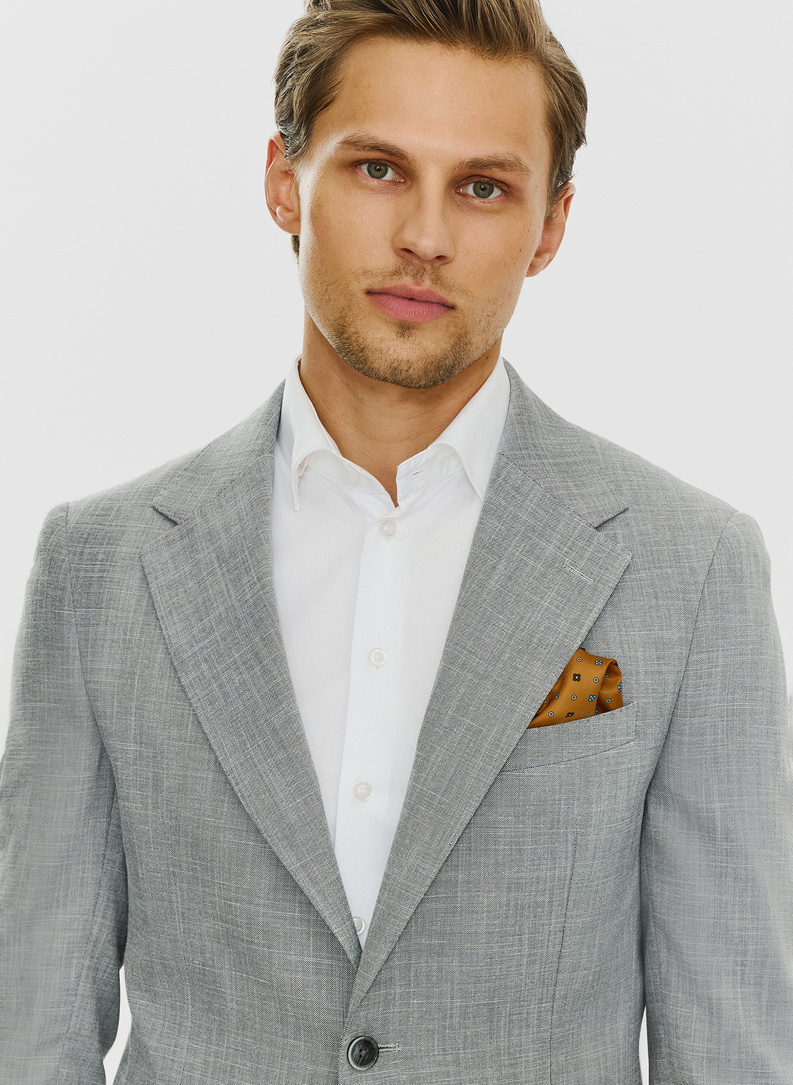 Lniana szara marynarka męska melanż 