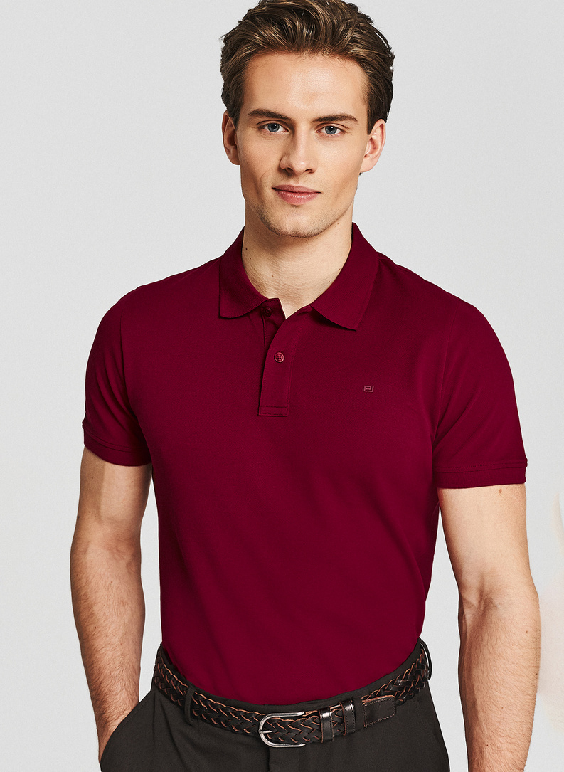 Bordowe bawełniane polo męskie