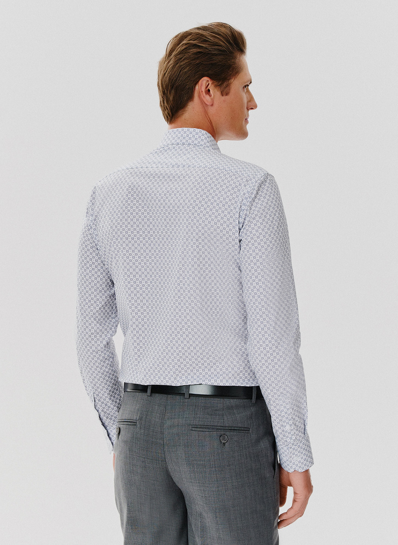 Biała koszula męska w mikrowzór