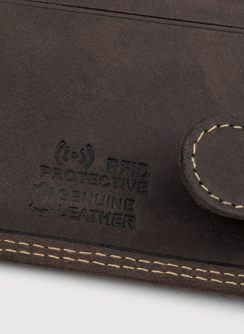 Czekoladowy skórzany portfel