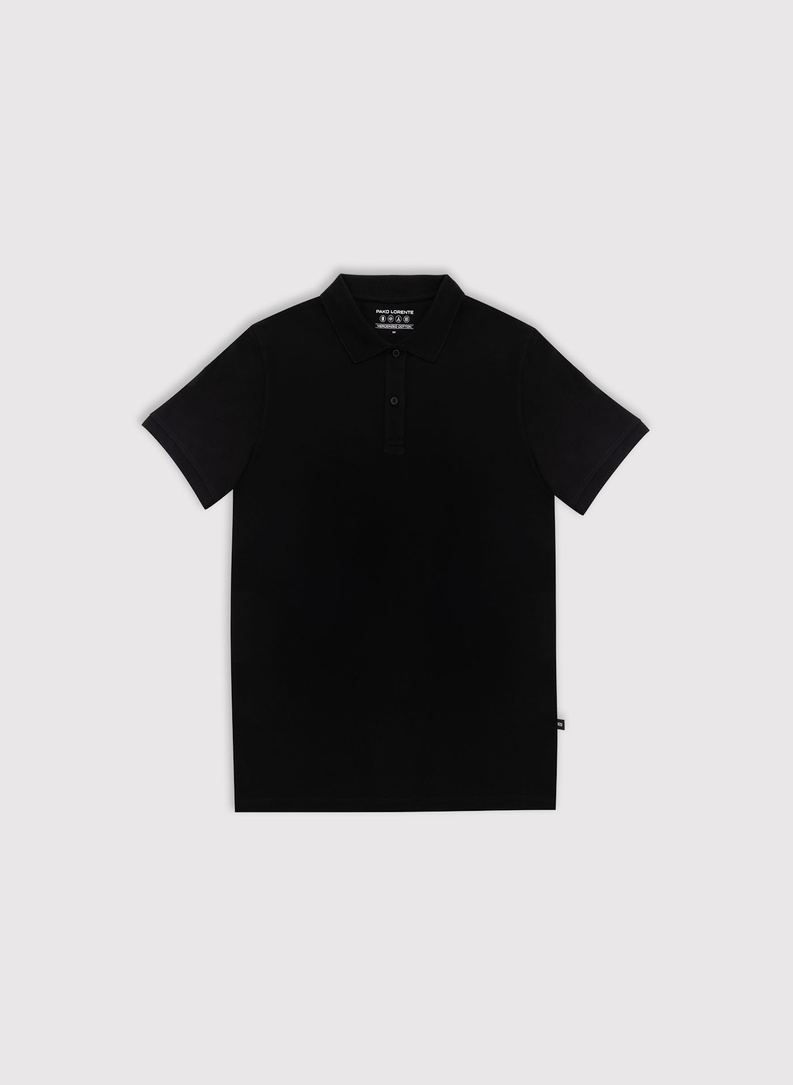 Czarny t-shirt polo z bawełny