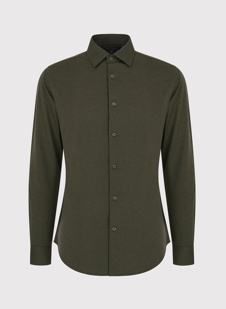 Ciemna zielona bawełniana koszula męska