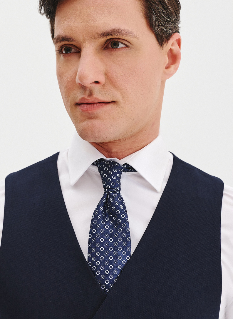 Granatowa dwurzędowa kamizelka męska 