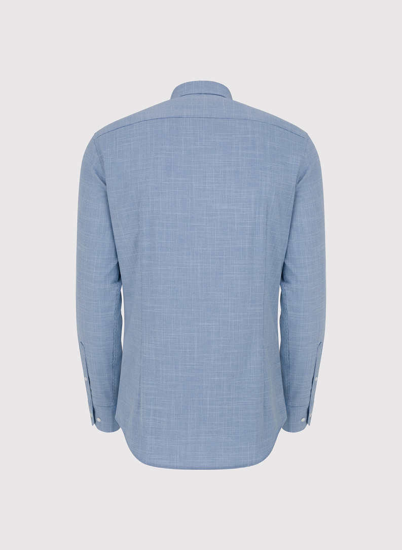 Granatowa koszula w drobną kratę