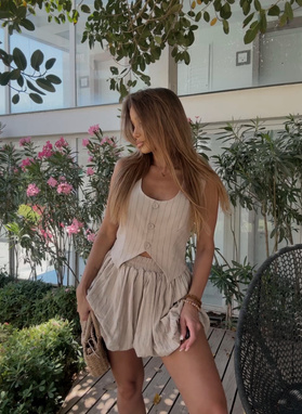 Komplet Pekin ciemny beż