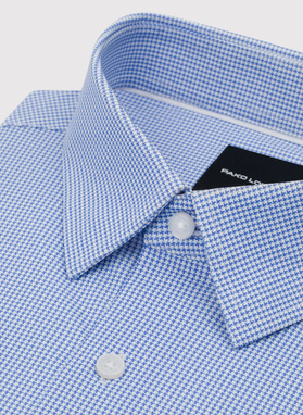 Niebieska dzianinowa koszula w pepitkę