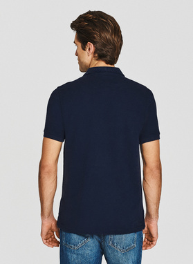 Granatowe męskie polo z bawełny