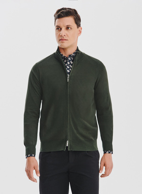 Zielony rozpinany sweter męski