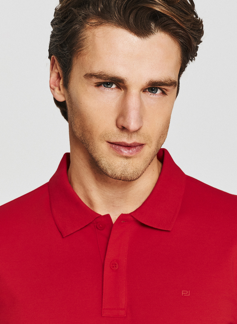 Czerwone bawełniane polo męskie