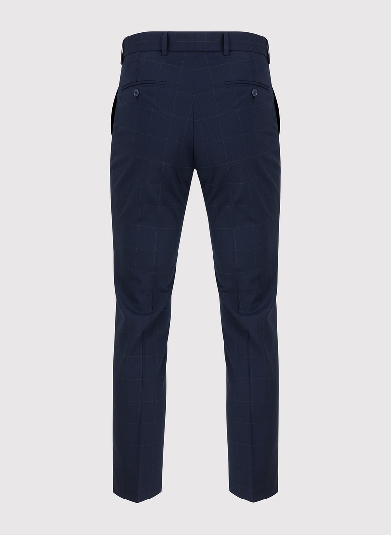 Granatowy garnitur w kratę Windowpane