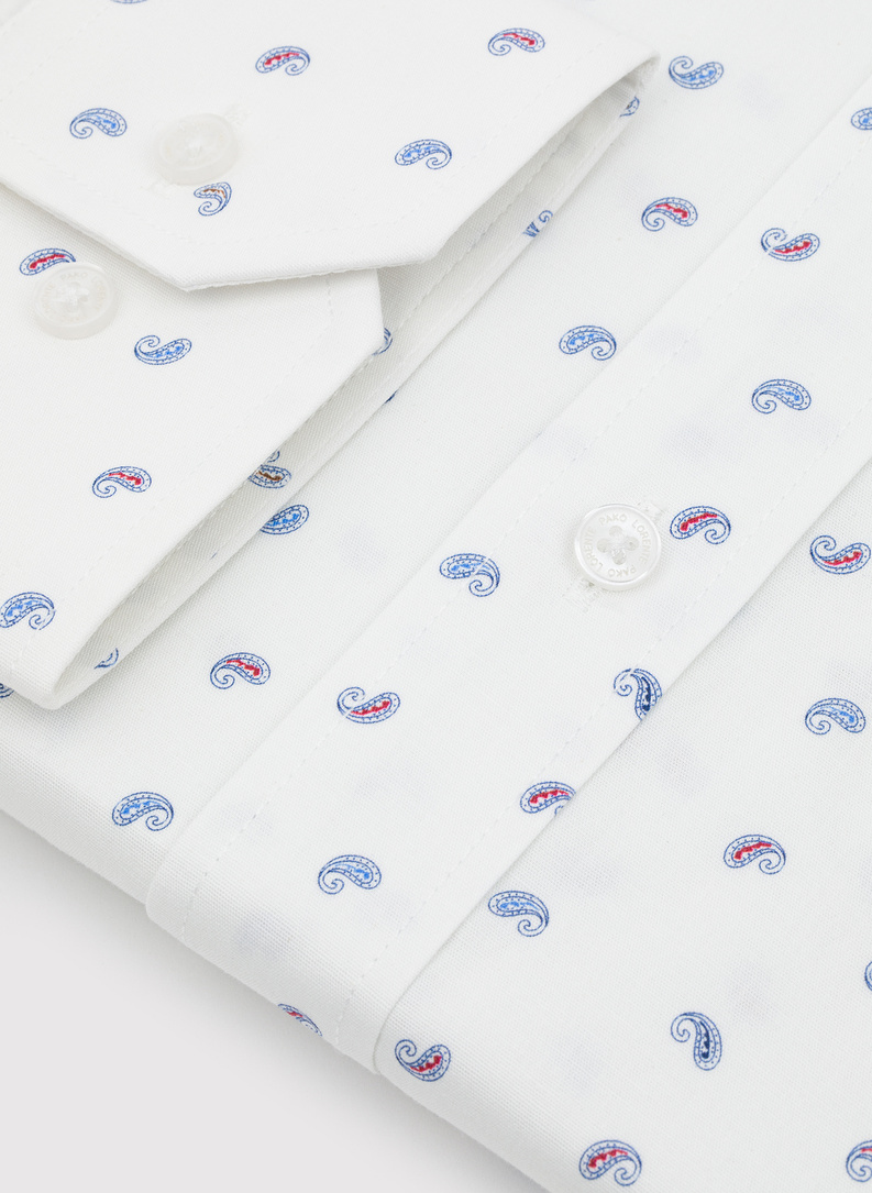 Biała koszula męska paisley