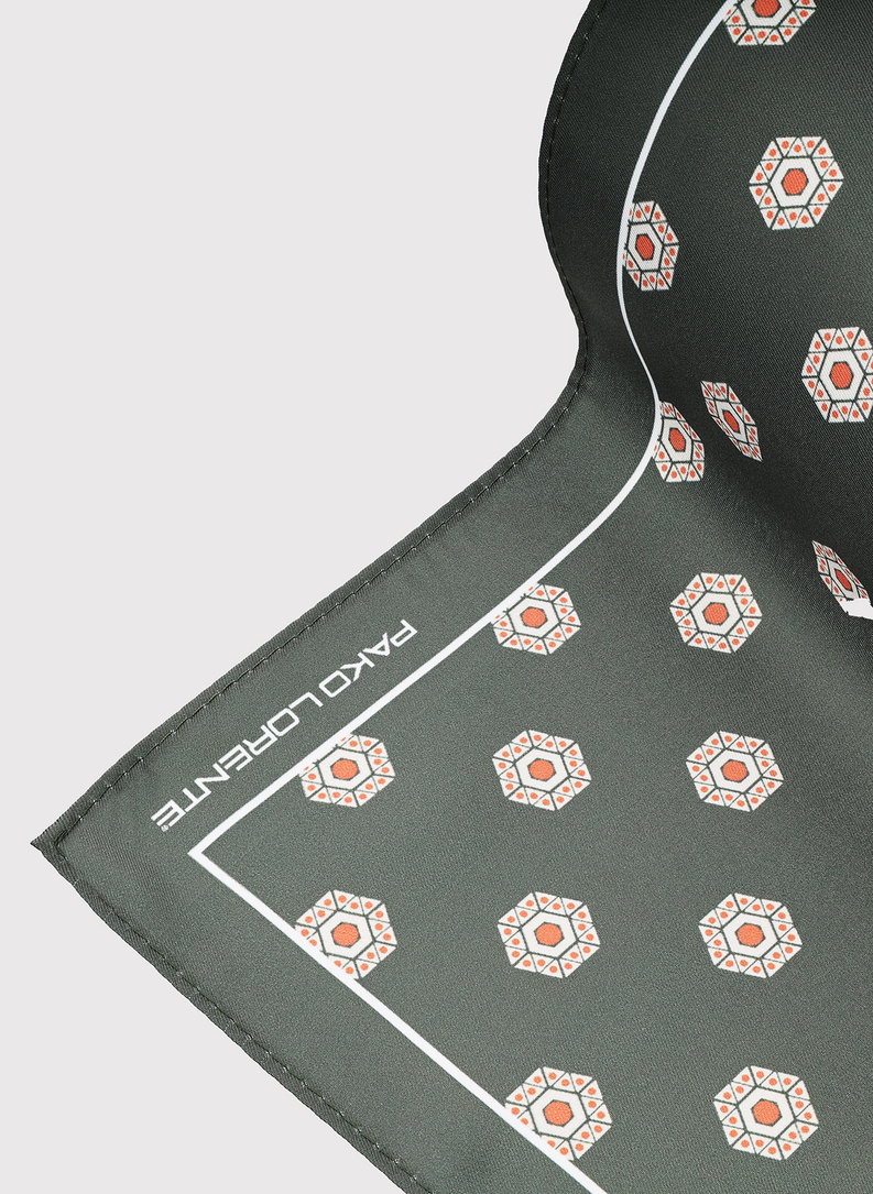 Ciemnozielona poszetka męska sześciokąty