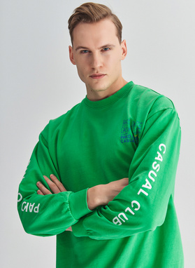 Zielona bluza oversize z okrągłym dekoltem C22SF-2B-002-Z-0