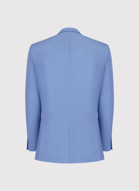 Niebieski wełniany garnitur męski