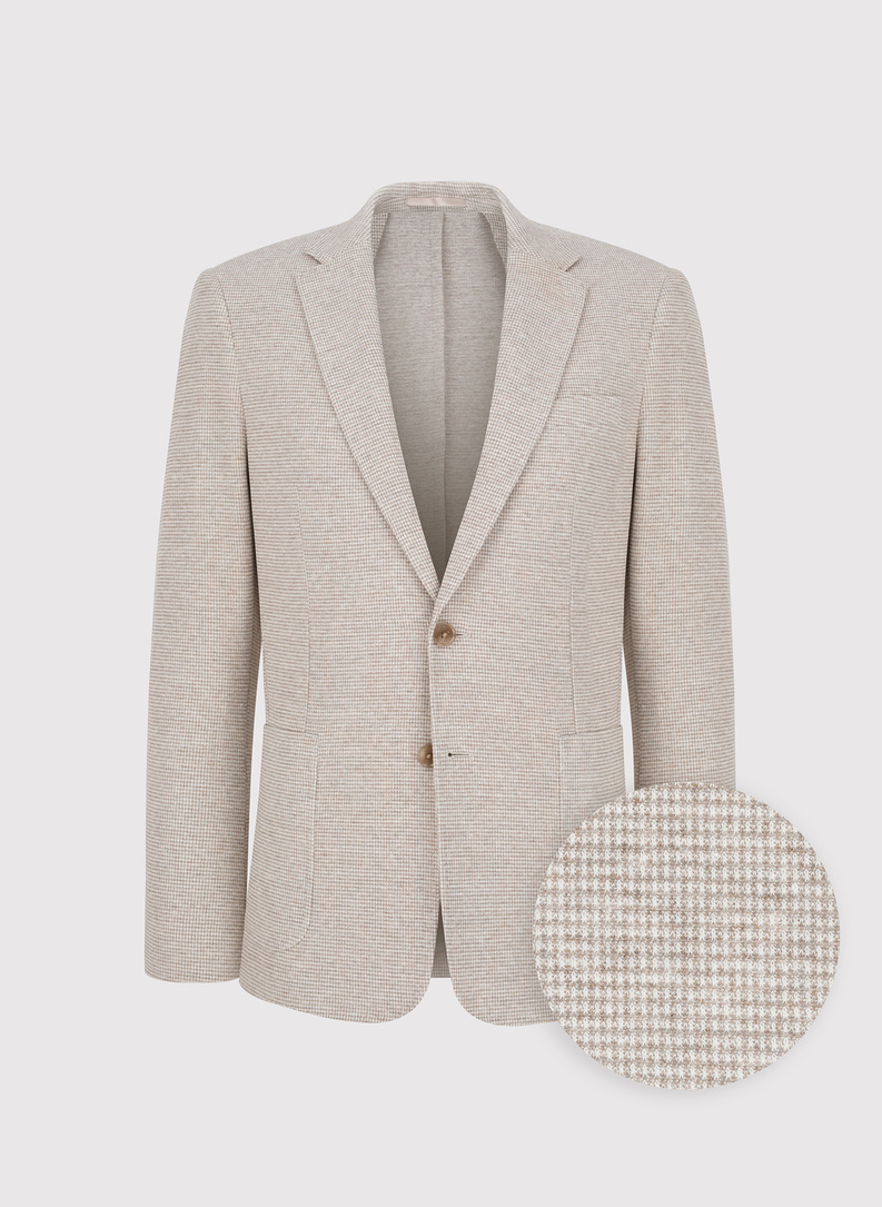 Beżowa marynarka w pepitkę