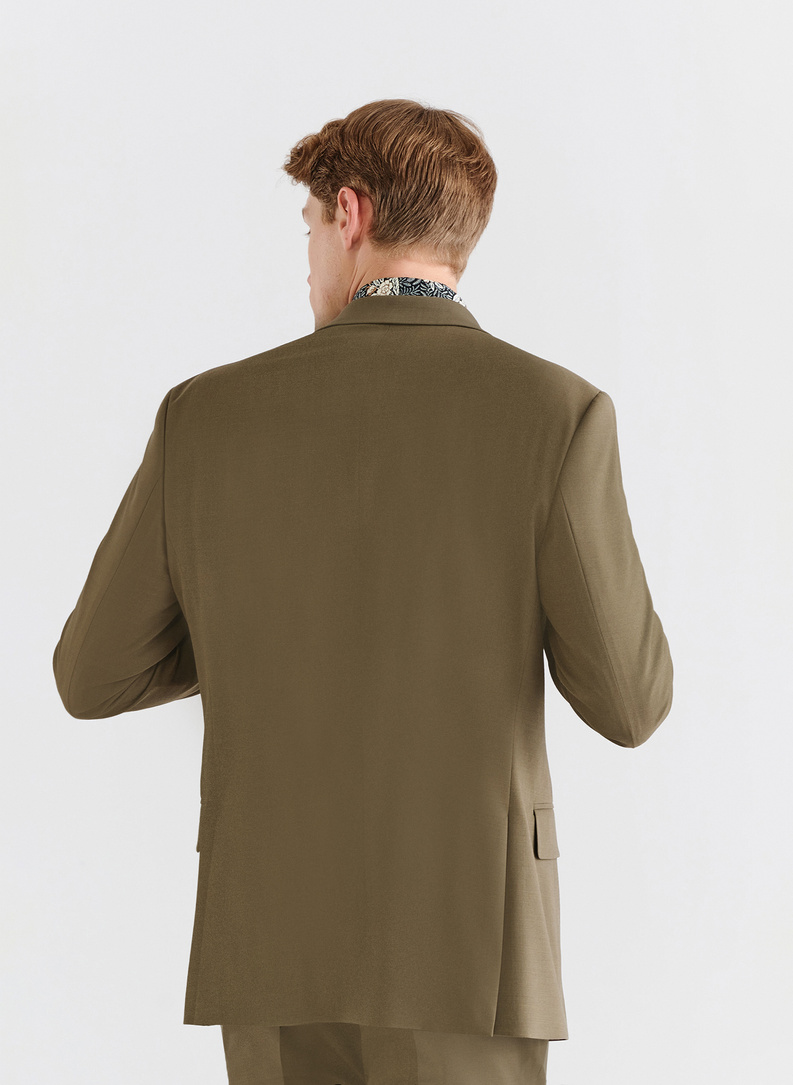 Zielona marynarka garniturowa z wełną