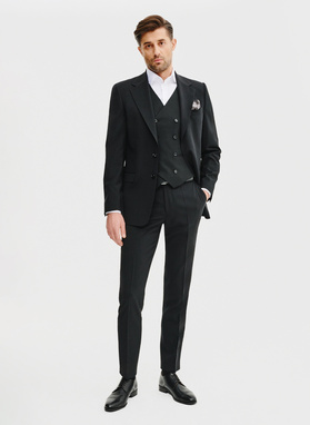 Czarna dwurzędowa kamizelka męska 