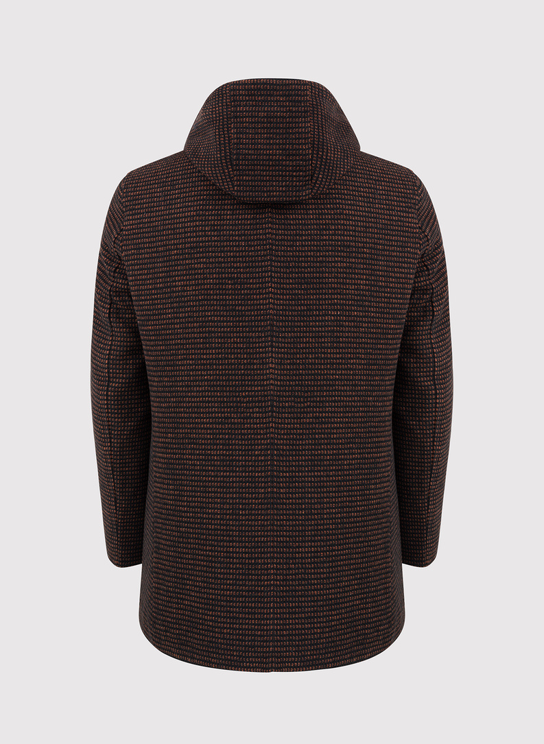 Płaszcz męski w mikrowzór z odpinanym kapturem 