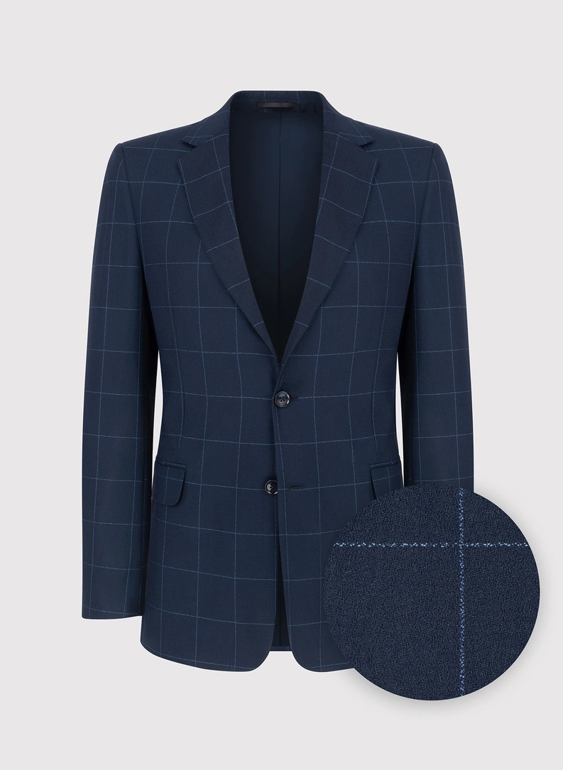 Granatowa marynarka w kratę Windowpane