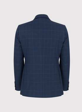 Granatowa męska marynarka w kratę