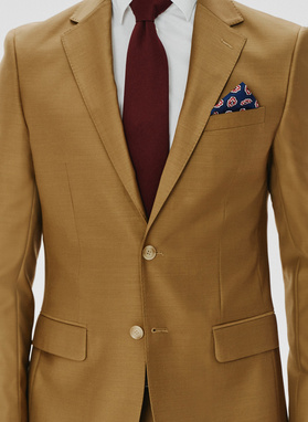 Jasnobrązowy męski garnitur z wełną