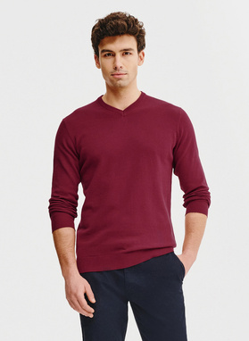 Czerwony męski sweter w serek