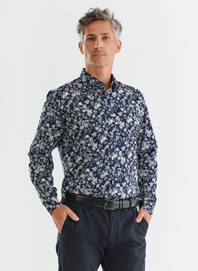 Granatowa kwiecista koszula
