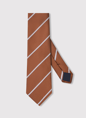 Brązowy krawat męski w skośne paski