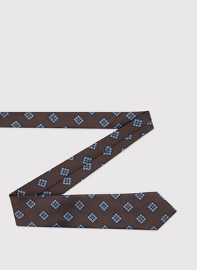 Brązowy krawat męski we wzór geometryczny