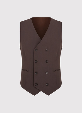 Brązowa dwurzędowa kamizelka męska