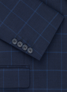 Granatowa marynarka garniturowa w niebieską kratkę