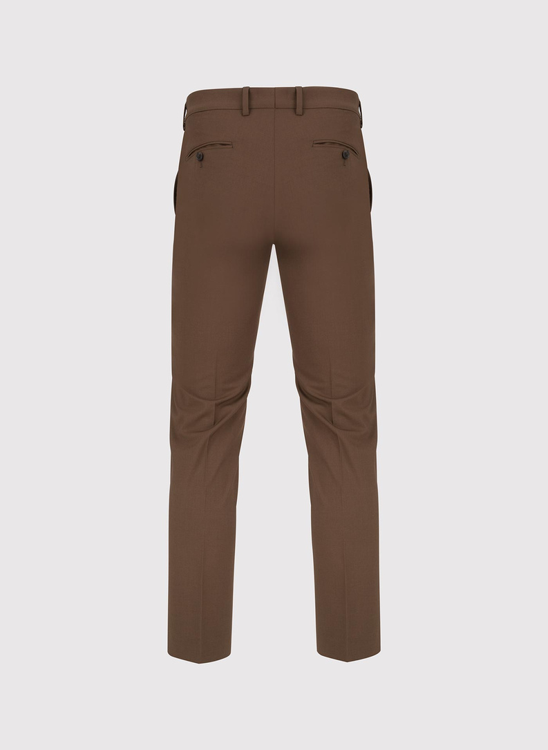 Gładkie brązowe spodnie garniturowe