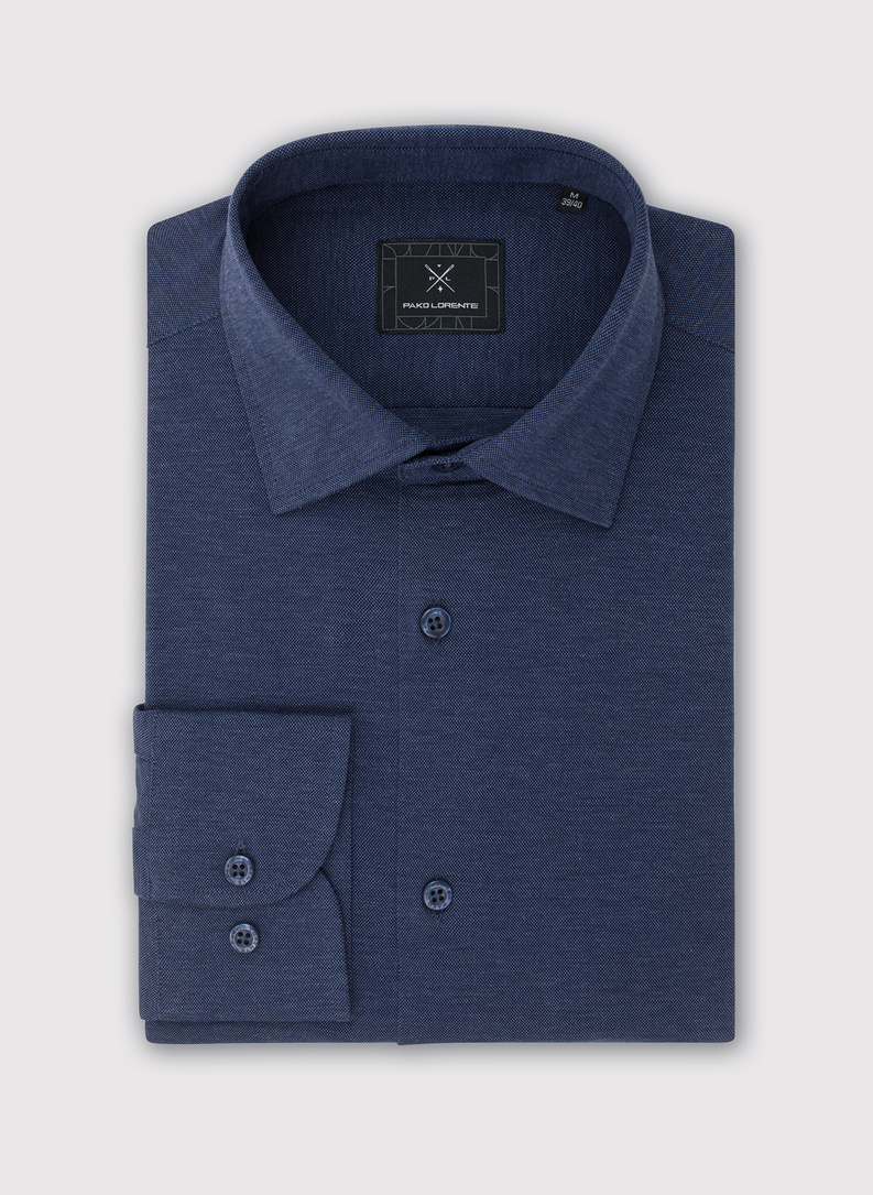 Ciemna niebieska bawełniana koszula męska