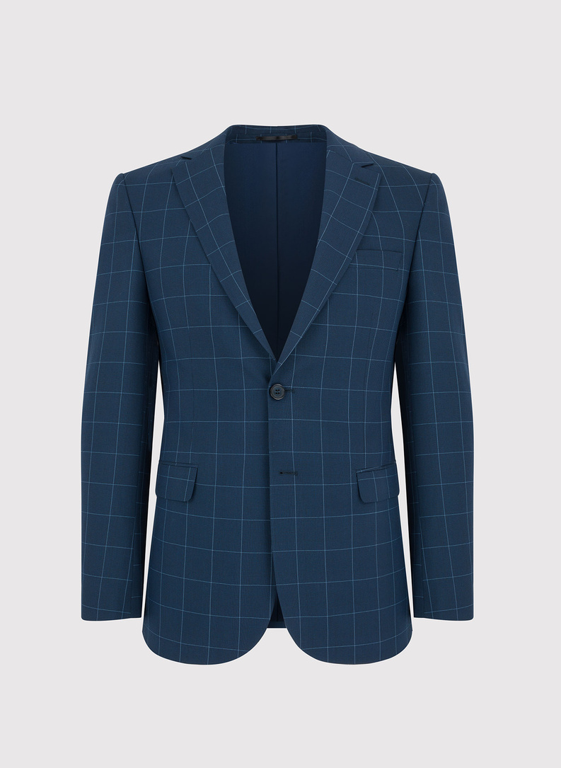 Garnitur w kolorze granatowym w kratę