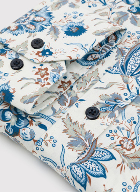 Beżowa koszula męska w kwiatowy print