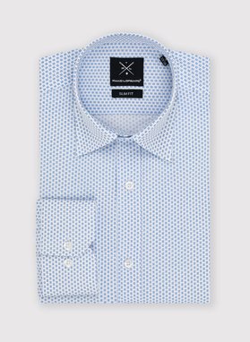 Biała koszula męska w niebieski mikrowzór
