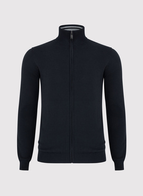 Czarny rozpinany sweter męski ze stójką