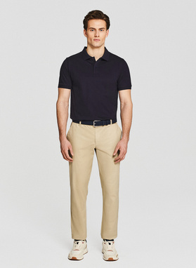 Granatowy t-shirt polo z bawełny