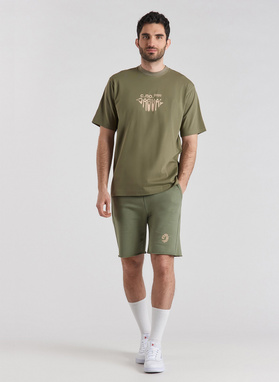Zielony T-shirt z krótkim rękawem oversize C21SF-TX-002-Z