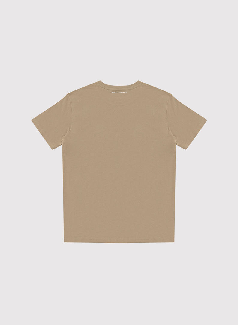 Beżowy bawełniany t-shirt męski