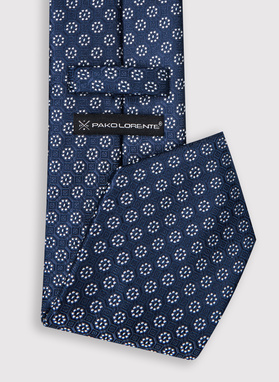 Granatowy krawat męski w kwiaty